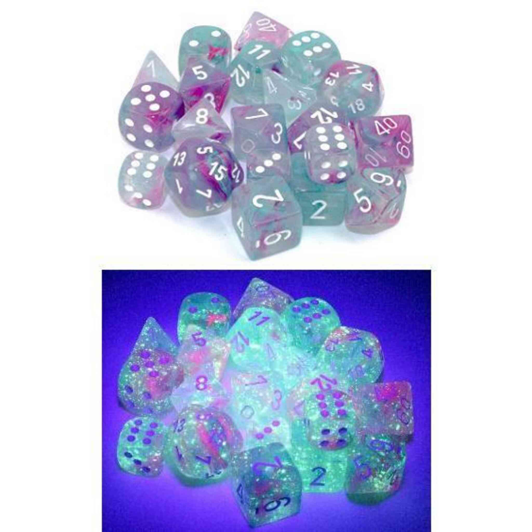 Chessex Nebula Luminary Dice - 12 x D6 - 16mm - Wisteria/White